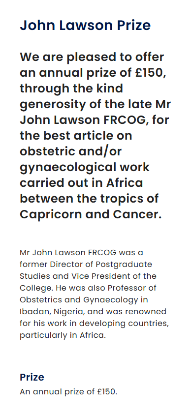 RCOG John Lawson Prize page